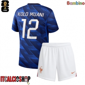 Francia Randal Kolo Muani #12 Prima Maglia Bambino Mondiali 2026 Manica Corta (+ Pantaloni corti)